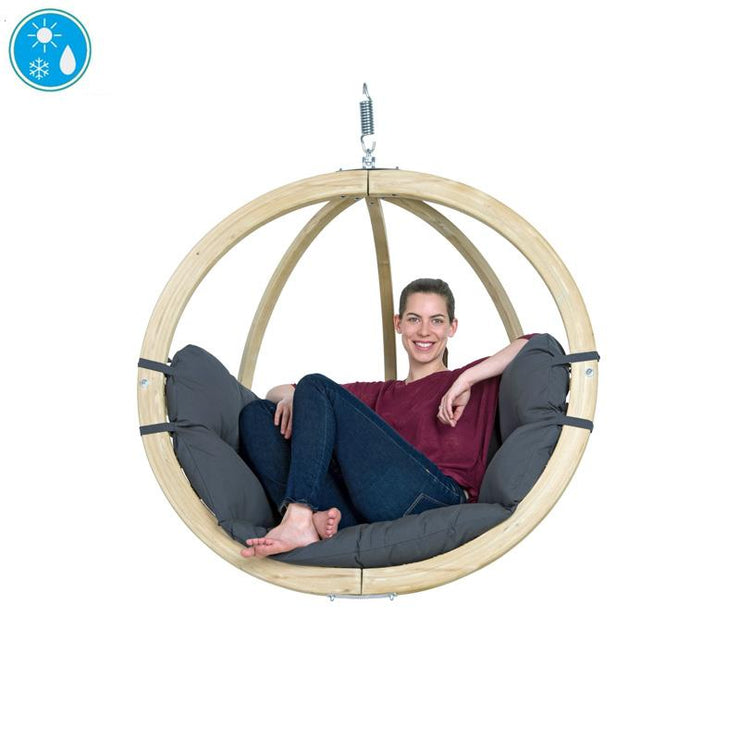 Globo Single Anthracite Hanging Chair - (Weatherproof Cushion) - Hammock Chair - Simply Hammocks