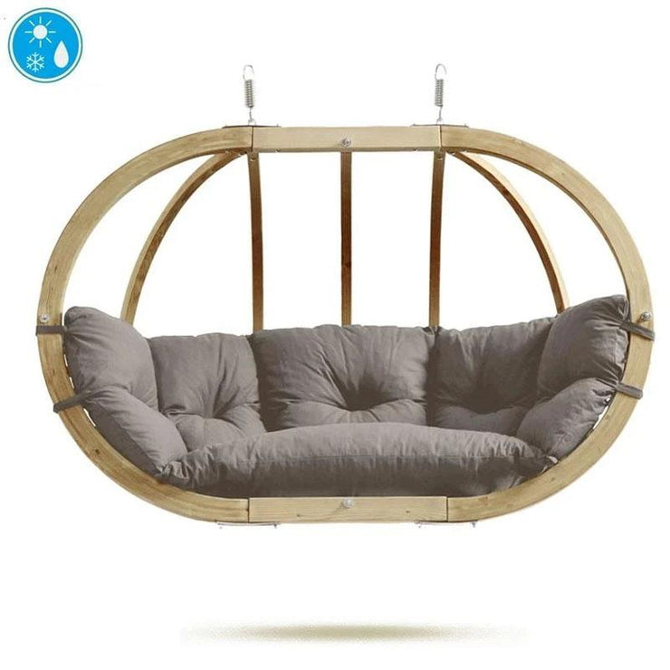 Globo Royal Taupe Double Seater Hanging Chair (Weatherproof Cushion)