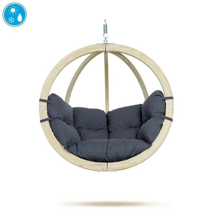 Globo Single Anthracite Hanging Chair - (Weatherproof)